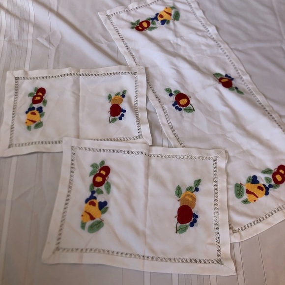 Embroidered Fruit Table Runner and Placemats - Picture 4 of 16